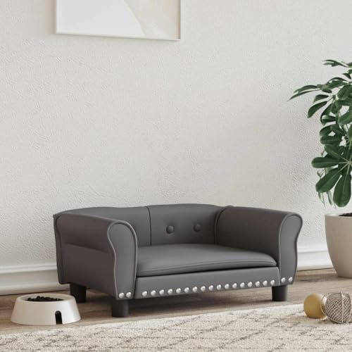 Mokuyary Hundebett Grau 70x45x30 cm Kunstleder Hundesofa Hundekissen, Hundematte Hundekorb, Hundecouch Katzenbett Haustierbett für Hunde Katzen -B