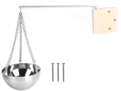 Homeponnew Stainless Steel Sauna Essential Oil Cup with Wooden Mounting Block and Hanging Chain – Fragrance Diffuser Bowl for Traditional & Infrared Saunas