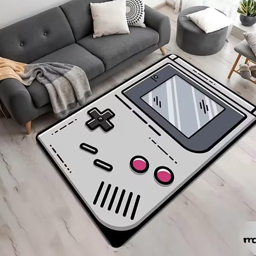SOJAWA Retro Game Boy Gaming Teppich, 70x140cm Klassisches Handheld-Motiv Spielteppich, Kurzer Flor Anti-Rutsch Waschbarer Teppich für Spielzimmer, Retro-Gamer, Jugendzimmer, Wohnzimmer
