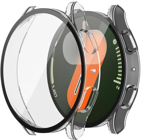 Techsuit für Samsung Galaxy Watch7 40mm Hülle und Displayschutz mit Gehärtetem Glas, HD Klarheit, Volle Abdeckung, Kratzschutz, Schlankes Design, Defense360 Pro, Transparent