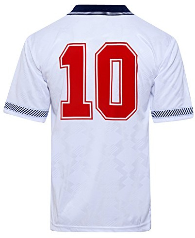 England 1990 World Cup Finals No 10 Retro Shirt White Medium Polyester