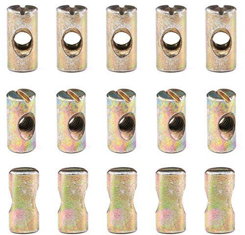 hilitchi graewe 047.0100 M6 x 40/50/60/70/80 mm chapado en Zinc Hex Drive Socket Cap Muebles barril perno en forma de tornillos tuercas surtido Kit para muebles cunas camas cuna y sillas