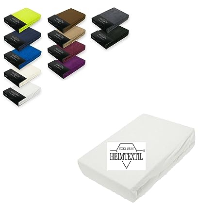 Exklusiv Heimtextil - Lenzuolo con angoli elasticizzati, elastico perimetrale, in spugna, 180 x 200 cm, bianco