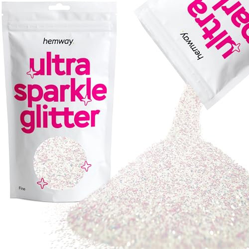 Hemway Ultra Sparkle Glitter - Mother of Pearl Iridescent | Fine Metallic Flakes for Resin & Epoxy Crafts | Supplies for Tumblers, Festival, Hair, Face, Body, Eye & Nail Art Decoration | 100 g