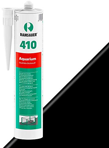 RAMSAUER 410 Aquarium (Schwarz) - 310ml Kartusche, Silikon Dichtstoff, Verklebung & Abdichtung von Aquarien, Terrarien & Ganzglas-Konstruktionen, Fliesen, salzwasserbeständig, haftet unter Wasser
