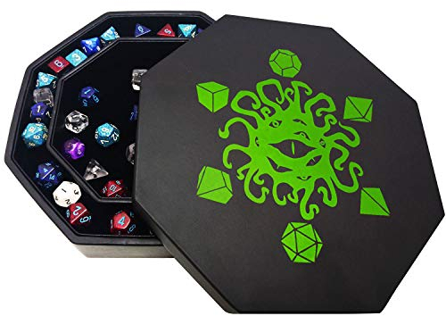 FATE WATCHER WÜRFELBRETTER mit DECKEL und Ablagefläche aus Polyskin und Samt | KOMPATIBEL mit allen Arten von Brettspielen und Rollenspielen wie D&D, Warhammer und The Call of Cthulhu (grün)