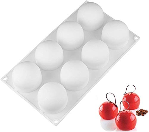 DUBENS Silikonform mit 8 Ball Eiswürfelform, runde Kugel Silikon Backform/Muffinform zum Dekorieren von Schokolade, Eisblock, Süßigkeiten, Pudding, Mousse, Kerzen, Kuchen