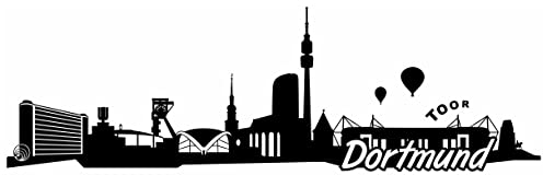 Samunshi® Dortmund Skyline Wandtattoo Sticker Aufkleber Wandaufkleber City Gedruckt Dortmund 120x38cm schwarz