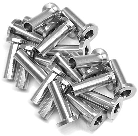 DEDC 20 Pcs Manchons de Protection en Acier Inoxydable pour Garde-corps de Câble 1/8 Pouce 5/32 Pouce 3/16 Pouce Poteaux en Bois, Balustrade de Bricolage