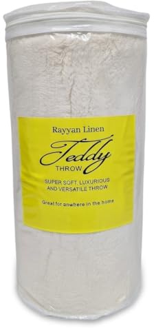 Teddy Fleece Throw Blanket Warm Soft Luxury Cuddly Sofa Bedspread Travel Throw (Cream, King/Large - 200 X 240cm)