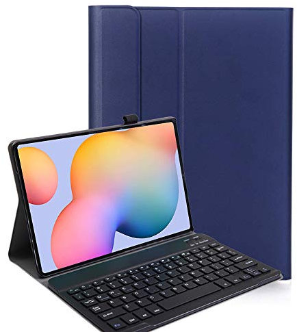 YGoal Teclado Funda para Galaxy Tab A7 10.4, [QWERTY Inglés Layout] Slim PU Cuero Funda con Desmontable Wireless Teclado para Samsung Galaxy Tab A7 T500/T505, Azul
