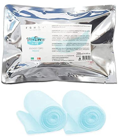 FGM04 Bendaggio Ultra Dren Body Drenante Gambe/Braccia – 2 Bende monouso effetto freddo a base di Menta Arvensis, Mentolo, Eucalipto – Prodotto professionale realizzato in Italia