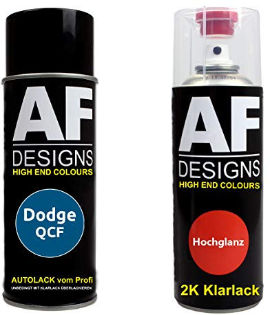 Autolack Spraydose Set für Dodge QCF Neon Blue Metallic 2K Klarlack Basislack Sprühdose Spraydosen 2x400ml