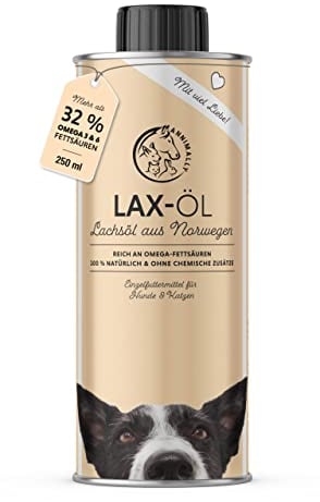 Annimally Olio di Salmone per Cani ricco di acidi grassi Omega 3 e 6 (più del 32% (250 ml)