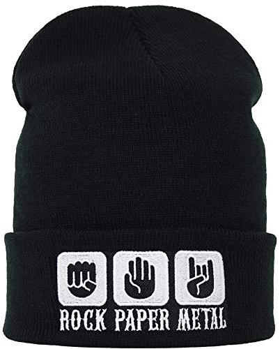 EXPRESS-STICKEREI Beanie with Embroidery Heavy Metal Warm Winter Beanie hat Beanie Strechable and Soft Cuffed Beanie Cap Unisex (Rock ... Paper ... Metal - Strickmütze)