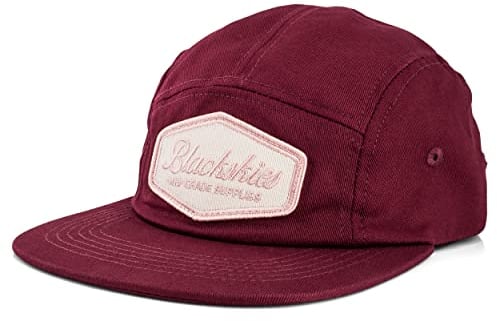 Blackskies® Oasis 5-Panel Cap | Herren Damen Unisex Baseball Mütze | Kappe Basecap Verstellbar Surf Skate Basecap Camper Weinrot-Beige