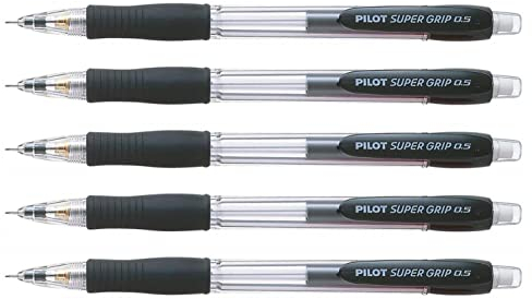 PILOT Super Grip H-185SL Druckbleistifte, 0,5 mm, schwarzer Schaft, 5 Stück