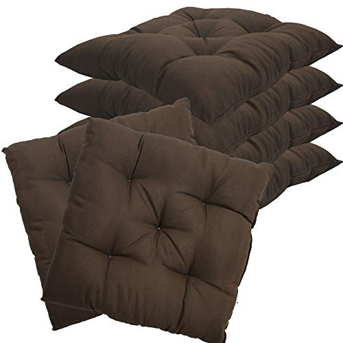 NYVI Stuhlkissen 38x38 cm ComfySeat Braun 6er Set - Sitzkissen mit 6 cm Comfort Sitzpolster - Indoor & Outdoor - Gartenstuhlkissen aus Baumwoll-Mischgewebe - ÖkoTex 100