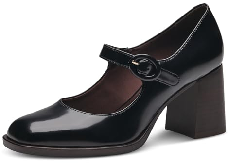 Tamaris Damen Pumps Blockabsatz Vegan; BLACK BRUSH, EU 41