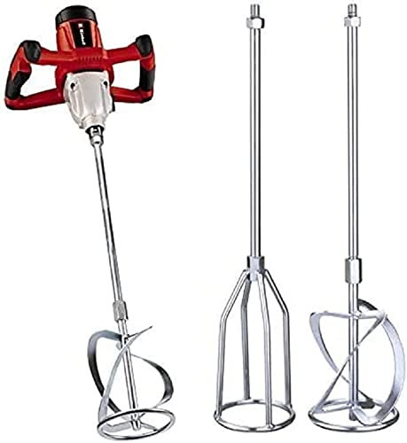 Einhell Mélangeur de peintures et de mortiers TC-MX 1400-2 E (1400W, Variateur électronique, Interrupteur blocable, Démarrage progressif, Porte-outils solide M14) + Kit de 2 agitateurs