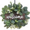 HAOSHICS Künstliche Eukalyptus Kranz Grün Türkranz Deko Wandkranz Girlande Kunstpflanze Hängen Kranz für Hochzeit Tür Party Fenster Garten Wand Kamin Dekoration 35cm