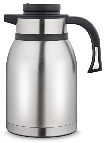 Perome 2L Thermal Carafe Flask, Stainless Steel Thermal Jug, Double Walled Vacuum Insulated Coffee Pot, Beverages Dispenser for Hot & Cold Drinks, Water, Tea, Milk