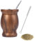 thirei Set Mate, 230ML Calabaza Mate, Tazas Yerba Mate, con Pajita y Brocha, para Cocinas, Restaurantes, Cafeterías, Color Madera