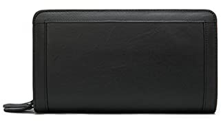 PORRASSO Herren Geldbörse Leder Clutch Tasche Kreditkartenetui Brieftasche Handytasche Portemonnaie mit 8 Kartenfächern Schwarz B