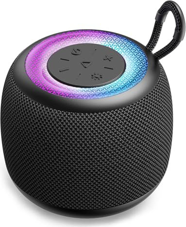 LENRUE Bluetooth Speaker Mini Portable Wireless Outdoor Speaker with RGB Lights 360° Surround Stereo Bass Bluetooth V5.3 Small Pocket Shower Speakers for iPhone Samsung Bath Garden Home
