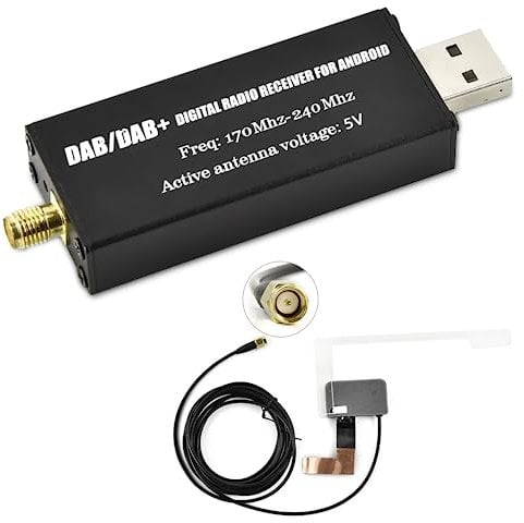 Rimoody DAB/DAB+ Radio Receiver for Android Cars with USB Dongle and Digital Audio Transmission with Antenna