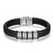 Glooraca Personalisierte Herren Name Armbänder benutzerdefinierte Geflecht Lederarmband mit 1-8 Namen eingraviert benutzerdefinierte Namen Armband für Vater Ehemann Geschenke (Silver+Black, 3 Names)