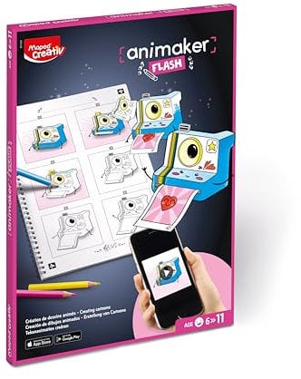 Maped CREATIV-Comic-Gestalter ANIMAKER FLASH - poetic -Animationen erstellen - Komplettset mit Malbuch + Stiften und Zubehör - Anleitung und Zugang zur Animaker App - ab 6 Jahren