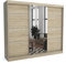 Brent - Kleiderschrank mit Spiegel Tom, 250cm Breit, Schlafzimmerschrank mit 1 Kleiderstange und Einlegeböden für Kleidung, Kleiderschrank Sonoma Eiche
