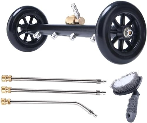 2-in-1 Undercarriage Pressure Washer Cleaner, 16 Inch Under Car Wash Water Broom Attachment with 3pcs Extension Wand and Brush, 4000 PSI Dual-Function Power Washer Surface Cleaner