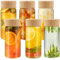 LYCN 6 Pack Juice Glass Bottles,10 oz Clear Empty Reusable Bottles Small Water Drinking Canister Wide Mouth Cups for Tea Milk Smoothie Beverage