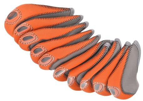 M METERXITY 10 Pack Golf Club Iron Head Covers - Visible Window Golf Club Iron Wedge, Fits Most Clubs, Apply to Golf Sport (Gray, Orange)