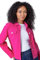 Roman Originals Stretch Jacket for Women UK - Ladies Denim Jean Summer Coat Bengaline Casual Smart Utility Trucker Biker Fitted Classic Work Spring Soft Vintage - Petite Bright Pink - Size 14