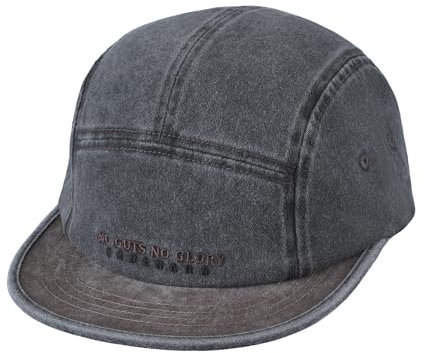 CLAPE Herren Cap Kurzer Schirm 5 Panel Short Brim Baseball Cap Verstellbar Washed Basecap Flat Brim Snapback Cap Baumwolle Outdoor Sport Cap