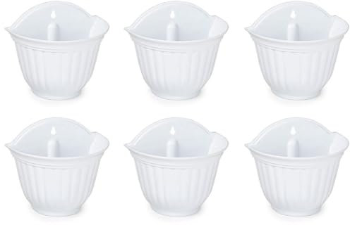 AC - Pack de 6 macetas de plástico para Pared, Tiesto, macetero Colgar, Recipiente para Plantas, Flores, balcón, Porche, hogar, Fabricada en España (Blanco - 26 x 29,5 x 19 cm)