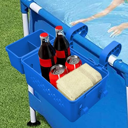 Cestino portaoggetti per piscina, in plastica riciclata, con porta bevande, organizer per piscina da giardino, cestino laterale per piscina, per piscina