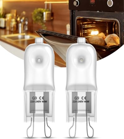 BrightArk G9 Halogen Oven Bulb 40W 230V 300℃ Heat Oven Light Bulb Wax Burner Bulbs Frosted Dimmable 2700K Warm White Halogen Light Bulbs for Neff,AEG,Zanussi,Bosch Oven Applications, 2 Pack