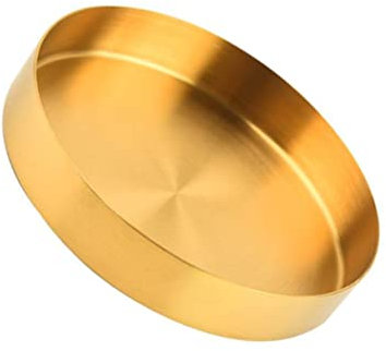 TINEASUR Rundes Tablett Aus Edelstahl Serviertablett Elegante Aufbewahrungsplatte Für Schmuck Auf Dem Schreibtisch