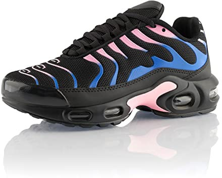 Fusskleidung® Damen Herren Sportschuhe Dämpfung Sneaker leichte Laufschuhe Schwarz Pink Blau EU 38