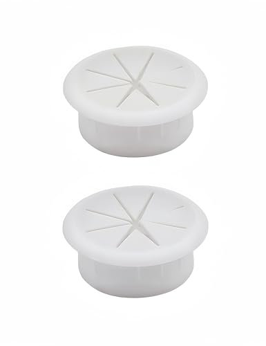 Bepisof Schreibtischdurchführung, Kabeldurchführung, 49 mm, für Büro, Schreibtisch, Kabelführung, Weiß, 2 Stück