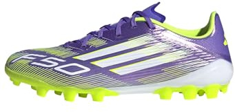 adidas Unisex F50 League Artificial Ground Football Boots, Purple Rush/Cloud White/Lucid Lemon, 10.5 UK
