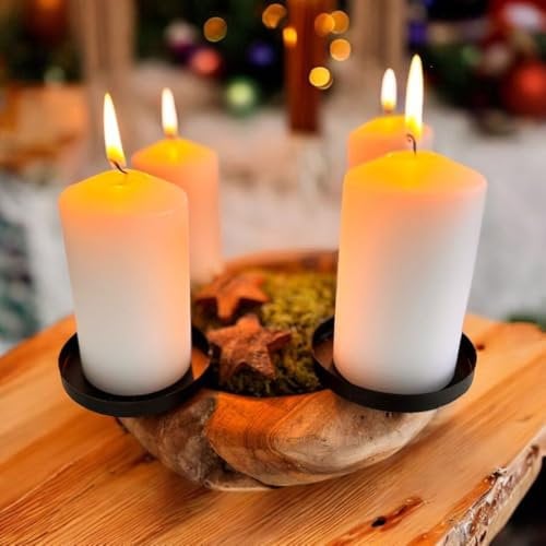 Ambientehome Teak Adventskranz Wurzelschale Holzschale Obstschale Schale massiv ca 20-25 cm Dekoschale, Kerzenpicks mit hochgezogenem Rand, Braun