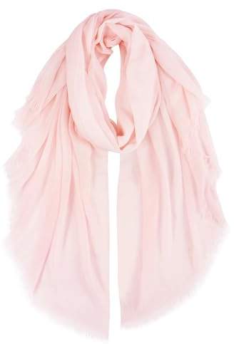 DAMILY Damen Schal Fransen Sommer Langer Schal einfarbig turban damen Wraps Scarf Poncho Geschenke für Frauen leicht (Rosa)