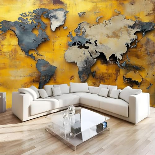 NAWVNMI Papier peint mural 3D pour chambre à coucher, salon, carte du monde abstraite, papier peint autocollant de style industriel, papier de contact à décoller et à coller, 150 x 105 cm