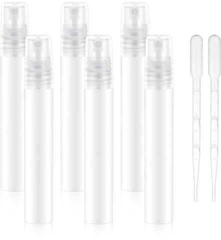 Maxmoc Mini Parfümzerstäuber, Sprühflasche Klein, Zerstäuber Sprühflasche mit 2 Stück Tropfer, Tragbar Sprühflasche Nachfüllbare Leer für Parfüm, Wasser, Kosmetik, Reisen (8ML-6pcs)