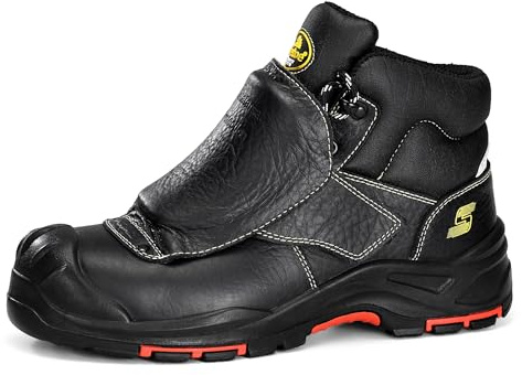 SAFETOE Schweißen Arbeitsstiefel-Arbeitsstiefel-M-8387 S3 ESD Rindsleder Schweißer Sicherheitsschuhe 300 ℃ Hitzefunken beständige Stich und Spitze Schutzabdeckung Gummi Sohle zusammengesetzte Zehe